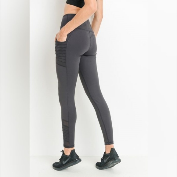 Moto Ribbed Full Leggings Mesh Leggings & Pockets - Picture 5 of 6